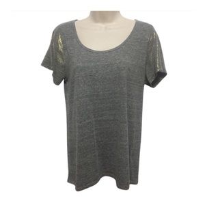 Stylemint Grey Tee w/ Metallic Embellished Sleeves